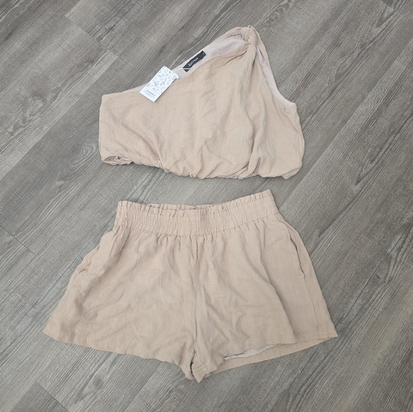 Automet short and top set tan, lined size large - Picture 1 of 5